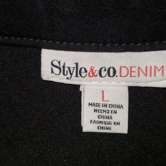 Style & Co Black Denim Birthday Girl Jacket Size L Large - Picture 9 of 12